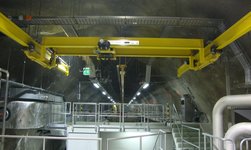 Underslung travelling crane with electric chain hoist in waste water treatment plant