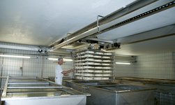 Sistema de grúa resistente a la oxidación en la producción de queso