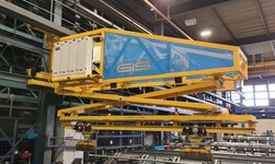 Console crane with pick-up device for metal rods