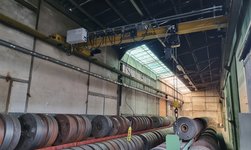 Overhead crane in warehouse for aluminium rolling dies