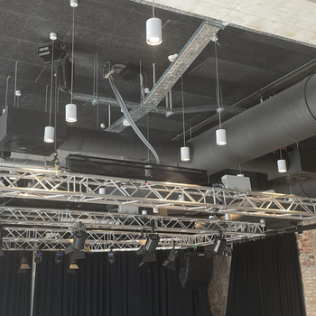 Stage system for light installations GIS motors hold a stage system for light installations and theatre curtains