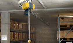 GISKB monorail with bend Crane system with chain hoist for linear goods handling