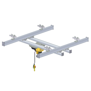 Double bridge suspended crane GISKB Lightweight crane system for large spans and high loads
