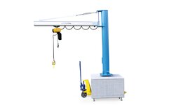 Mobile slewing crane with electric chain hoist Mobile slewing crane can be conveniently moved to the next work station