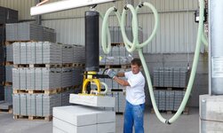 Slewing crane is used to move building blocks